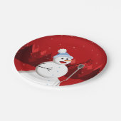 Happy Singing Snowman Kerstmis Papieren Bordje (Gekanteld)
