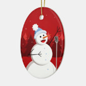 Happy Singing Snowman-kersttekst Keramisch Ornament (Links)