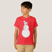 Happy Singing Snowman Kinder Dark Long Slapes T-shirt (Voorkant volledig)