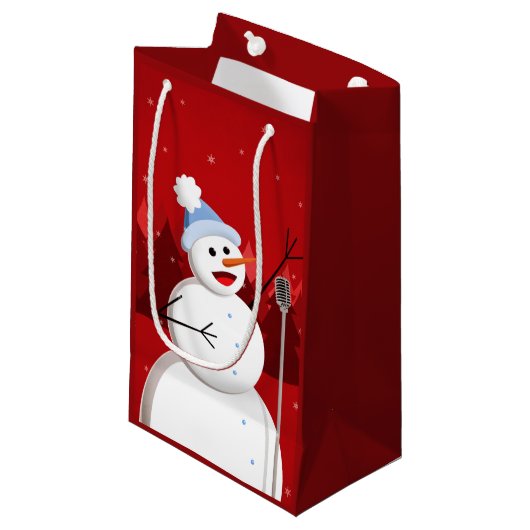 Happy Singing Snowman Musical Christmas Klein Cadeauzakje (Voorkant Gekanteld)