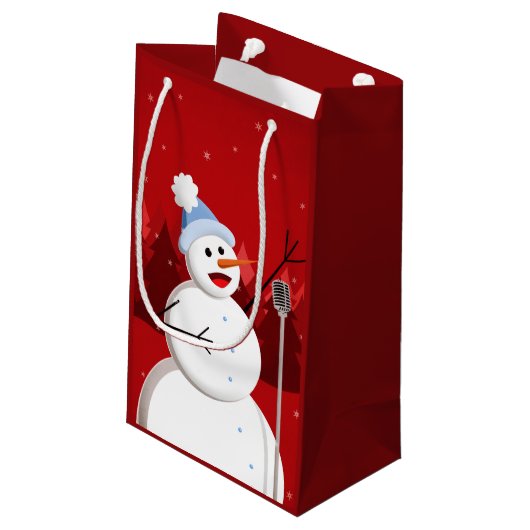 Happy Singing Snowman Musical Christmas Klein Cadeauzakje (Achterkant Gekanteld)