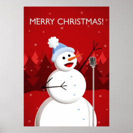 Happy Singing Snowman Musical Christmas Poster