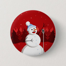 Happy Singing Snowman Musical Christmas Ronde Button 5,7 Cm