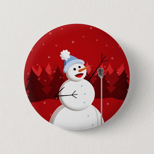 Happy Singing Snowman Musical Christmas Ronde Button 5,7 Cm (Voorkant)