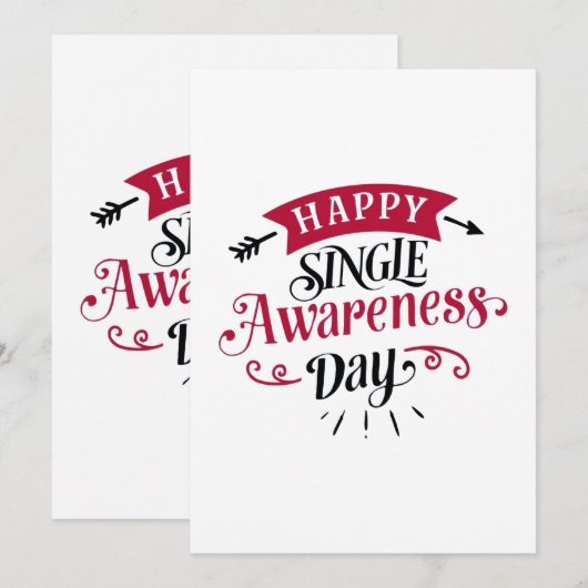 Happy Single Awareness Day Bedankkaart (Voorkant / Achterkant)