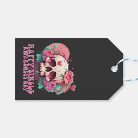 Happy Single Awareness Day Valentijnse schedel Cadeaulabel (Voorkant (Horizontaal))