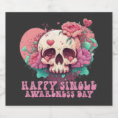 Happy Single Awareness Day Valentijnse schedel Likeurfles Etiket (Enkel label)