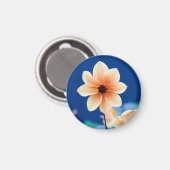 Happy Single Kiss Dahlia met blauwe achtergrond Magneet (Voorkant / Achterkant)