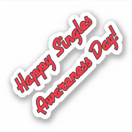 Happy Singles Awareness Day Text Design Sticker (Voorkant)