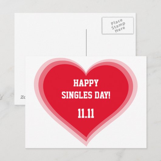 Happy Singles Day Kaarten (Voorkant / Achterkant)