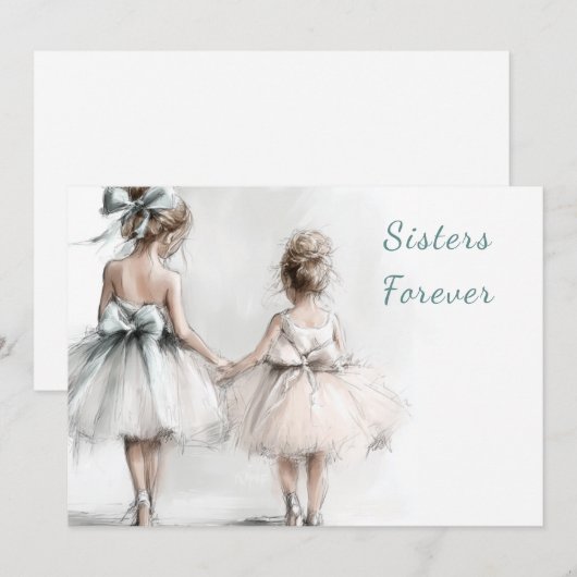 Happy Sister Day Wenskaart – Pastel Mode Feestdagenkaart (Voorkant / Achterkant)