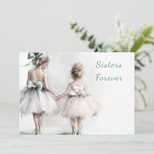 Happy Sister Day Wenskaart – Pastel Mode Feestdagenkaart (Staand voorkant)