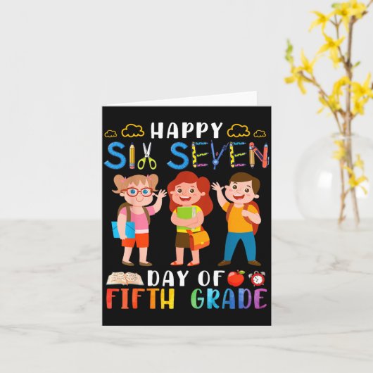 Happy Six Seven Day Of Fifth Grade Student Back To Kaart (Gele Bloem)