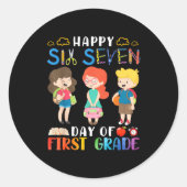 Happy Six Seven Day Of First Grade Student Back To Ronde Sticker (Voorkant)