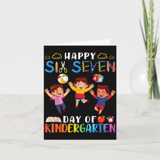 Happy Six Seven Day Of Kindergarten Student Back T Kaart (Voorkant)