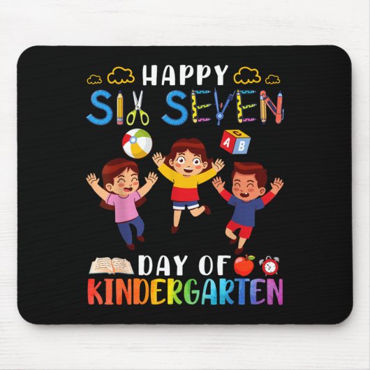 Happy Six Seven Day Of Kindergarten Student Back T Muismat (Voorkant)