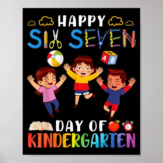Happy Six Seven Day Of Kindergarten Student Back T Poster (Voorkant)