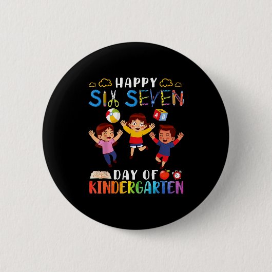 Happy Six Seven Day Of Kindergarten Student Back T Ronde Button 5,7 Cm (Voorkant)