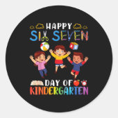 Happy Six Seven Day Of Kindergarten Student Back T Ronde Sticker (Voorkant)