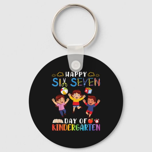 Happy Six Seven Day Of Kindergarten Student Back T Sleutelhanger (Voorkant)