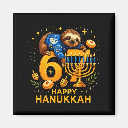 Happy Six Seven Hanukkah Funny Meme Menorah Sloth  Magneet (Voorkant)
