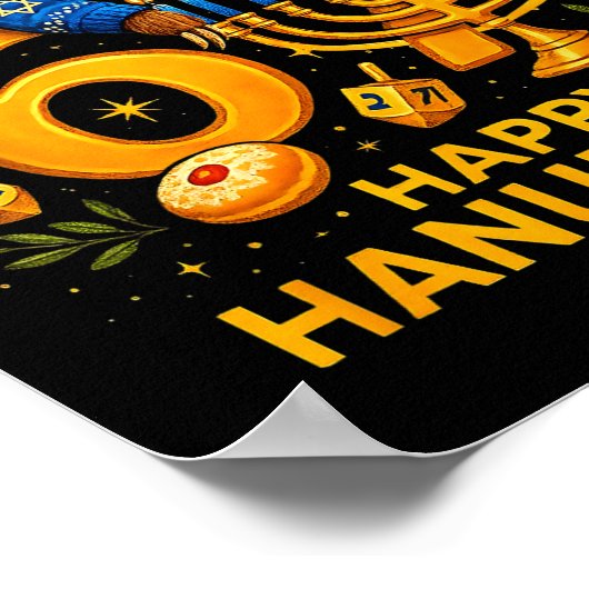 Happy Six Seven Hanukkah Funny Meme Menorah Sloth  Poster (Hoek)