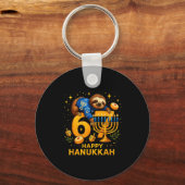 Happy Six Seven Hanukkah Funny Meme Menorah Sloth  Sleutelhanger (Voorkant)