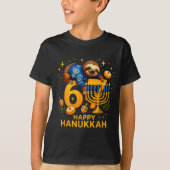 Happy Six Seven Hanukkah Funny Meme Menorah Sloth  T-shirt (Voorkant)