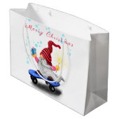 Happy Skater Gnome met Gifts en Sparkler - Fun - Groot Cadeauzakje (Achterkant Gekanteld)