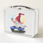 Happy Skater Gnome met Gifts en Sparkler - Grappig (Voorkant)