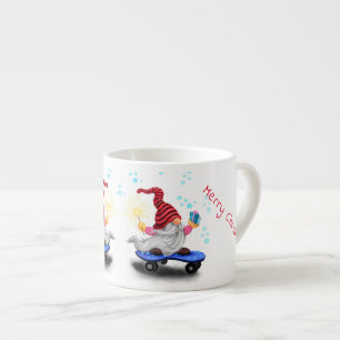 Happy Skater Gnome met Gifts en Sparkler - Grappig Espresso Kop