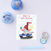 Happy Skater Gnome met Gifts en Sparkler - Grappig Flyer (Enkel)