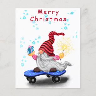 Happy Skater Gnome met Gifts en Sparkler - Grappig Flyer