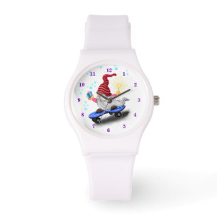 Happy Skater Gnome met Gifts en Sparkler - Grappig Horloge