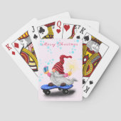 Happy Skater Gnome met Gifts en Sparkler - Grappig Pokerkaarten (Achterkant)