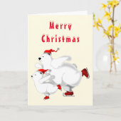 Happy Skating Beer Kerst Kaart (Gele Bloem)