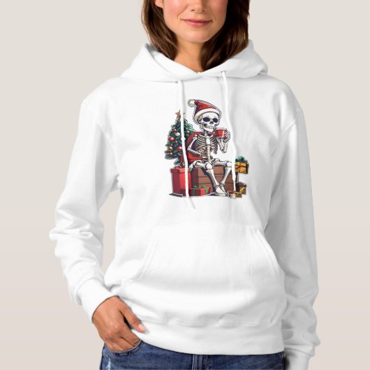 Happy Skeleton Christmas Hoodie (Voorkant)