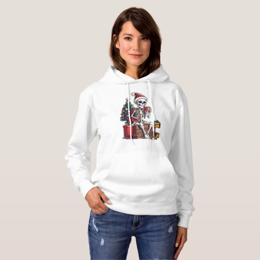 Happy Skeleton Christmas Hoodie (Voorkant volledig)