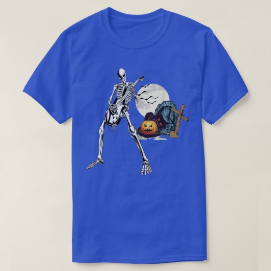 Happy Skeleton Guitar Guy Spooky Halloween Rock Ba T-shirt (Design voorkant)