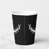 Happy Skeleton Smile Black en White Halloween Pap Papieren Bekers (Rechts)
