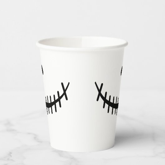 Happy Skeleton Smile Black en White Halloween Papieren Bekers (Links)