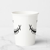 Happy Skeleton Smile Black en White Halloween Papieren Bekers (Rechts)
