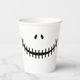 Happy Skeleton Smile Black en White Halloween Papieren Bekers