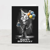 Happy Skeleton Wearing a Party Hat Birthday Kaart (Voorkant)