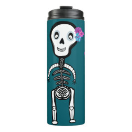 Happy Skeletons met bloemen Thermosbeker
