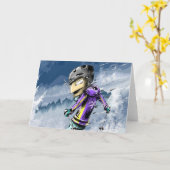 Happy Ski Birthday Kaart (Gele Bloem)