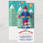 Happy Skier Invitation Kaart (Voorkant / Achterkant)