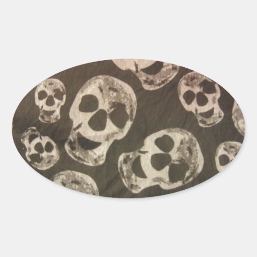Happy Skulls Ovale Sticker (Voorkant)