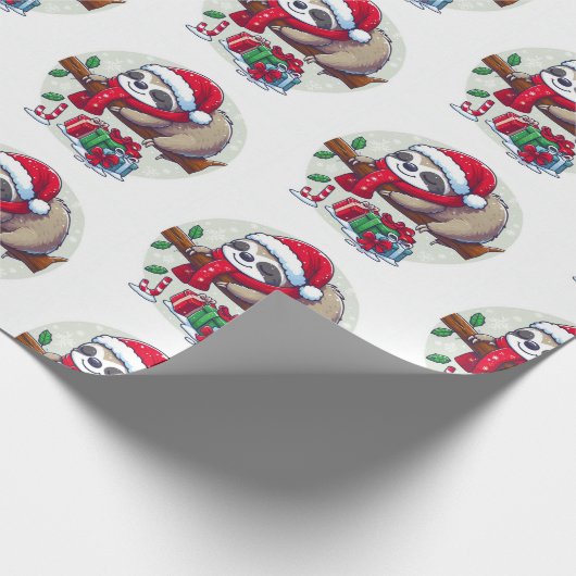 Happy Sleepy Christmas Sloth Cadeaupapier (Hoek)