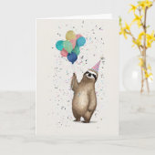 Happy Sloth Celebration Wenskaart Kaart (Gele Bloem)